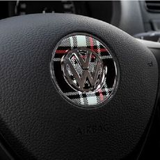 vw方向盤 LOGO 立體貼紙 蘇格蘭紋 golf polo passat tiguan bora