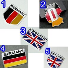 德國 英國 意大利  國旗 側標貼 金屬貼 車貼 機車貼紙 汽車貼紙