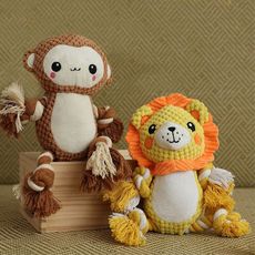 動物毛絨棉繩玩具 毛絨發聲玩具 棉繩發聲玩具 貓玩具 狗玩具 玉米粒絨發聲玩具 寵物玩具 磨牙玩具