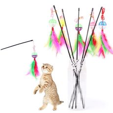 羽毛鈴鐺球逗貓棒 貓咪玩具 貓玩具 彈力繩 毛球 鈴鐺 羽毛 寵物用品 寵物玩具 逗貓