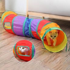 【S型】繽紛彩色可折疊貓隧道 貓隧道 貓玩具 折疊貓隧道 貓窩 貓洞 貓樂園 貓玩耍 寵物玩具