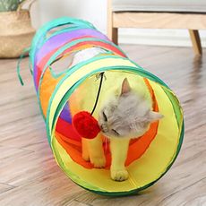 【直條型】繽紛彩色可折疊貓隧道 貓隧道 貓玩具 折疊貓隧道 貓窩 貓洞 貓樂園 貓玩耍 寵物玩具