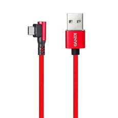 【KINYO】Micro USB 90度鋁合金彎頭布編織線 USB-B14