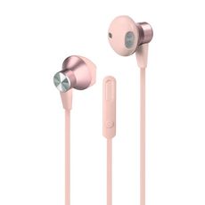 【KINYO】手機用金屬耳塞式耳麥-粉色 IPEM-868