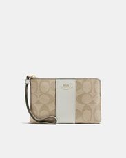 Coach 橙邑時尚Logo標誌米色零錢手拿包小包