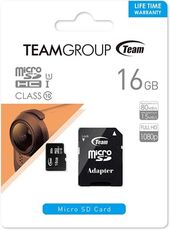 Team十銓科技 500X MicroSDHC UHS-I 超高速記憶卡(附贈轉卡) 16GB