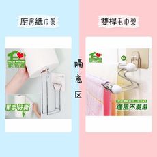 【換季收納超值組】雙桿毛巾架+單手撕廚房紙巾架