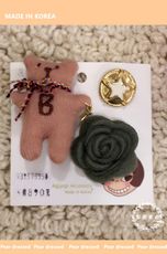 【梨花著衣】正韓紅色小熊組合別針