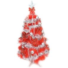 摩達客台灣製4尺(120cm)特級紅色松針葉聖誕樹 (銀紅色系配件)(不含燈)