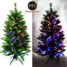 摩達客 科技幻光4尺(120cm)松針+PVC特級混合葉LED光纖綠色聖誕樹