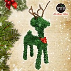 摩達客-可愛綠色桌上型迷你10吋聖誕小鹿擺飾