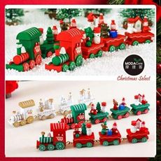摩達客 耶誕木質小火車-聖誕禮物擺飾兒童玩具