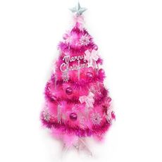 摩達客台灣製4尺(120cm)特級粉紅色松針葉聖誕樹 (銀紫色系配件)(不含燈)