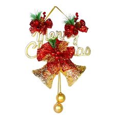 摩達客台製精緻12吋聖誕快樂英文字牌雙鐘吊飾-紅金系（歐美外銷人氣品）YS-HX231201