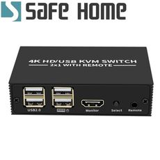 USB 4K HDMI KVM 1對2手動切換器 用一組HDMI螢幕、USB鍵盤/滑鼠操作兩台電腦