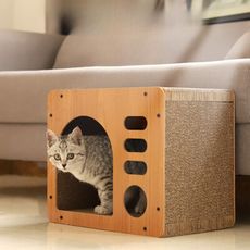 【AOYI奧藝】電視機貓抓板(寵物玩具 禮物 貓咪玩具 蜂巢瓦楞紙貓抓板 貓窩貓抓板)