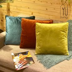 【YU Living】北歐風 素面天鵝絨方型抱枕.靠墊.靠枕(3色)