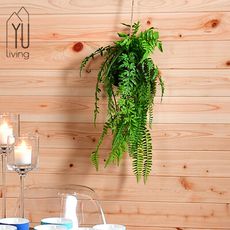 [限時特賣] 仿真吊掛式球型蕨類植物裝飾 人造盆栽(綠色)【YU Living】