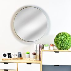 【YU Living】北歐工業風掛牆圓鏡 掛牆鏡 壁掛鏡 浴鏡(75cm/2色)