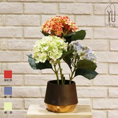 【YU Living】仿真裝飾繡球花人造花三件組 (三件一組,3色)