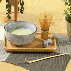 【YU Living】日式抹茶茶具四件組 茶碗 茶筅 茶杓 竹托盤(原木色)