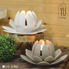 【YU Living】陶瓷大蓮花造型裝飾燭台 擺飾 擺盤 30CM (2色)
