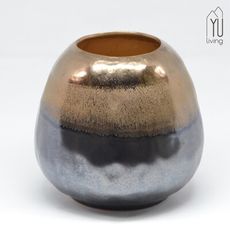[限時特賣] 仿古銅色蛋型陶瓷花瓶(大_古銅色)【YU Living】