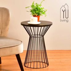 【YU Living】北歐工業風 鐵製線條邊桌 床邊桌 沙發邊桌 (黑色)