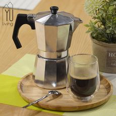 【YU Living】義式摩卡咖啡壺六杯份(300ml / 金屬色)