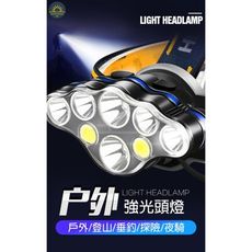 【6燈款】 強光頭燈 T6 LED+COB頭燈 T6頭戴式頭燈 防水超亮泛光燈