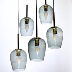 古銅金色氣泡玻璃5燈吊燈
