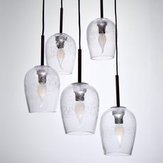 鐵灰色氣泡玻璃5燈吊燈