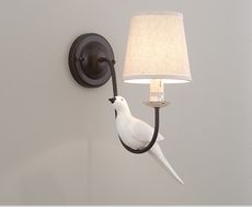 鄉村風小鳥裝飾布燈罩壁燈