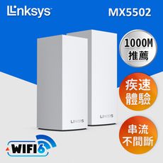 【LINKSYS】Velop雙頻 MX5502 Mesh Wifi 6網狀路由器 2入 AX5400