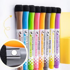 【 藻土屋】1組8入-升級款磁吸8色可擦白板筆/兒童畫筆