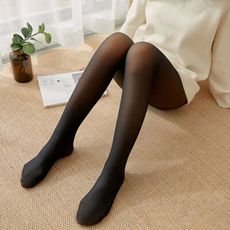 [QI藻土屋] 質感加厚單層假透膚顯瘦保暖超彈力褲襪 (黑、灰、咖)
