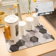 【QIDINA】台灣獨家設計軟硅藻土桌面吸水墊 瀝水墊30*40 /杯墊 吸水墊 廚房臺面吸水墊