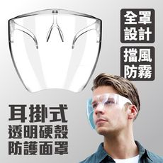 耳掛式透明硬殼防霧防護面罩 防疫 防噴沫