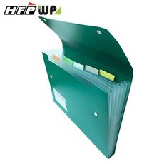 超聯捷 HFPWP 綠色 6層風琴夾加名片袋 環保材質 F4310-N-GN
