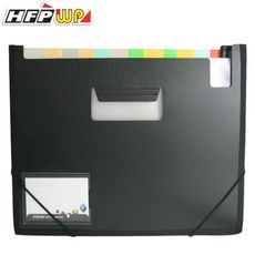 HFPWP 黑色12層風琴夾 可展開站立+名片袋 版片加厚 F41295-SN-BK