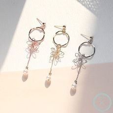 [免運] 【KELRA】正韓鏤空花朵珍珠耳環 耳夾 銀色 金色 玫瑰金