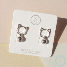[免運] 【KELRA】貓咪鈴鐺耳環耳夾 - 矽膠耳夾款