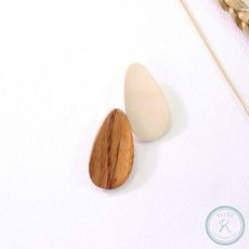 [免運] 【KELRA】正韓 雨滴形狀木質耳環 耳夾