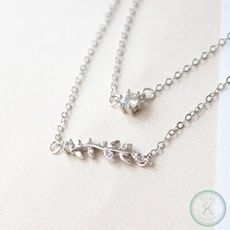 [免運] 【KELRA】鋯石雙層樹葉項鏈