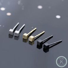 [免運] 【KELRA】純銀拉絲方塊耳環耳夾