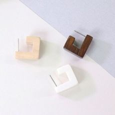 [免運] 【KELRA】正韓 俄羅斯方塊木質 耳環 耳夾