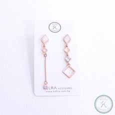[免運] 【KELRA】銀針不對稱菱形耳環 耳夾 - 耳夾款