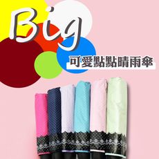 【雨傘大亨終身維修】10K大傘點點防曬傘 好拿好收 抗風 黑膠 撥水布料