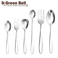 【Green Bell綠貝】304不鏽鋼高質感餐具(小餐匙、小餐叉、布丁匙、長茶匙、中餐叉、中餐匙)