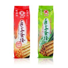 【美雅宜蘭餅】手工蛋捲-原味*1盒+三星蔥*1盒(2枝/包，6包/盒)～再送蜂蜜牛舌餅1包